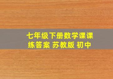 七年级下册数学课课练答案 苏教版 初中